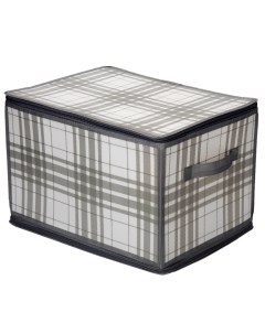 Коробка для хранения Zipper Серая клетка 30х40х25 см с молнией пластик Домовой
