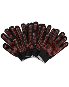 Набор перчаток хлопчатобумажных с ПВХ 10 класс 5 нитей черные 5 пар Нет марки