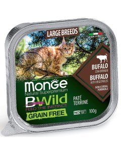 Корм для кошек BWild Grain Free беззерновой для крупных пород буйвол с овощами ламист 100г Monge