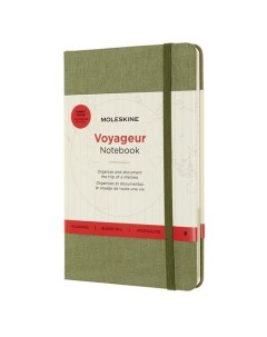 Блокнот Voyageur Medium 115 х 180 мм обложка текстиль 208 страниц линейка зеленый Moleskine