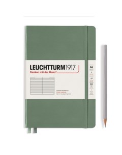 Записная книжка Leuchtturm A5 в линейку 251 страница оливковая твердая обложка Leuchtturm1917