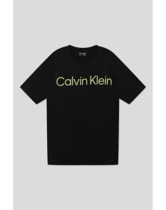 Хлопковая футболка с логотипом бренда Calvin klein