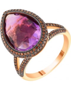 Кольцо с аметистом и бриллиантами из красного золота Джей ви