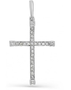 Крестик с 26 бриллиантами из белого золота Мастер бриллиант