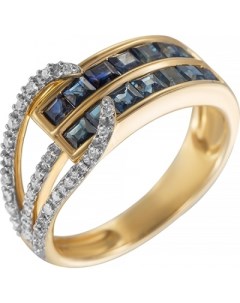 Кольцо с бриллиантами сапфирами из желтого золота Джей ви