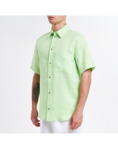 Салатовая рубашка из льна с коротким рукавом Tis