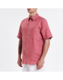 Розовая рубашка из льна с коротким рукавом Tis