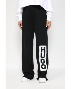 Хлопковые брюки джерси с логотипом бренда Hugo