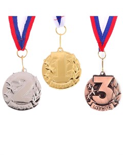 Медаль призовая 071 2 место цвет сер с лентой 4 3 х 4 6 см Командор
