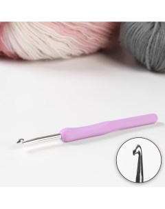Крючок для вязания с пластиковой ручкой d 5 мм 14 см цвет сиреневый Арт узор