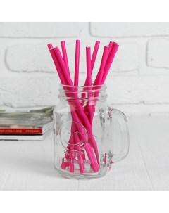 Трубочки для коктейля набор 12 шт цвет ярко розовый Страна карнавалия