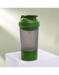 Шейкер спортивный с чашей под протеин серо зеленый 500 мл Соломон