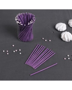 Палочки для кейк попсов 10 0 2 см 100 шт цвет фиолетовый Nobrand