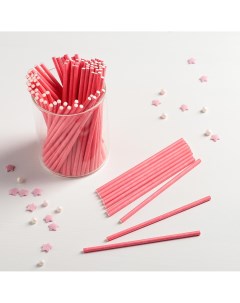 Палочки для кейк попсов 10 0 2 см 100 шт цвет розовый Nobrand