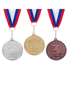 Медаль призовая 186 диам 4 см 2 место цвет сер с лентой Командор