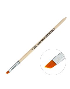 Кисть синтетика наклонная 6 ширина обоймы 6 мм длина волоса 6 8 мм деревянная ручка Calligrata