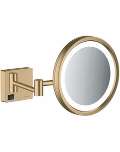 Косметическое зеркало AddStoris 41790140 с подсветкой с увеличением Шлифованная бронза Hansgrohe