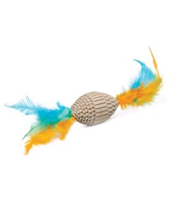 Игрушка Natural Мяч для регби с перьями из гофрокартона для кошек 6 см Триол