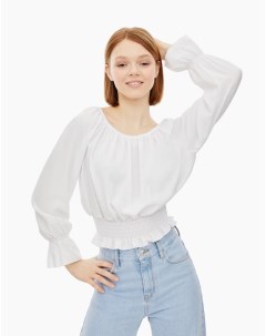 Белая укороченная блузка с оборками для девочки Gloria jeans