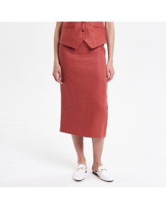 Бордовая льняная юбка миди Fashion rebels