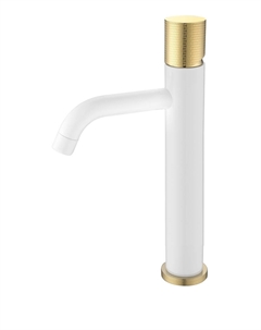 Смеситель для раковины Stick White Touch Gold 122-WG.2 белый, матовое золото Boheme