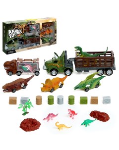 Игровой набор dino в комплекте 2 грузовика и динозавры Nobrand