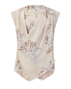 Блуза Wrap из шелкового эпонжа с принтом Marine Flower Brunello cucinelli