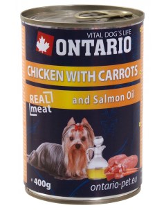 Консервы для собак курица и морковь 800 г Ontario