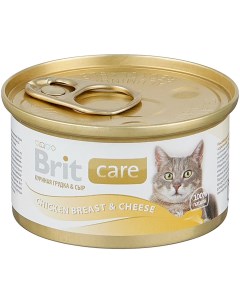 Консервы для кошек с куриной грудкой и сыром 80 г Brit*