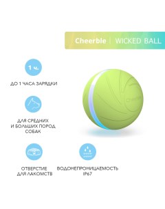 Интерактивная игрушка мячик дразнилка для собак и кошек Wicked Ball зеленая Cheerble