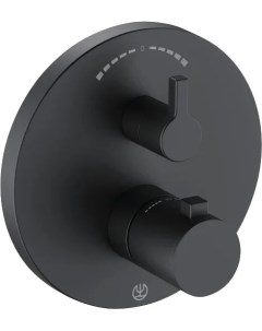 Термостатический смеситель Nova Fonte 208303915 для ванны с душем черный с внутренней частью Kludi