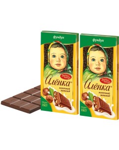 Шоколад Аленка Молочный с фундуком 90г упаковка 2 шт Красный октябрь