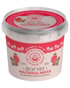 Йогурт малина мята 2 8 БЗМЖ 315 г Киржачский мз