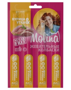 Лакомство для кошек жевательные колбаски курица и утка 20 г Molina