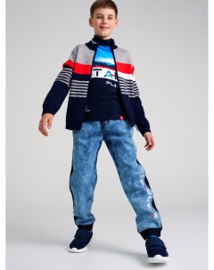 Брюки текстильные джинсовые утепленные флисом для мальчиков Playtoday tween
