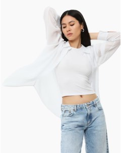 Белая Oversize рубашка с карманом Gloria jeans