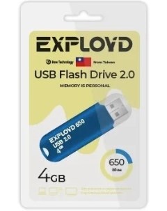 Накопитель USB 2 0 4GB EX 4GB 650 Blue 650 синий Exployd