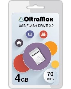 Накопитель USB 2 0 4GB OM 4GB 70 White 70 белый Oltramax
