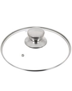 Крышка для посуды стекло 20 см металлический обод кнопка нержавеющая сталь Д5720 Daniks