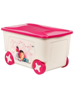 Ящик для игрушек 50 л на колесах с крышкой пластик 59х38 3х33 см розовый Миньоны LA106611032 Lalababy