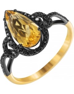 Кольцо с бриллиантами цитрином из комбинированного золота Джей ви