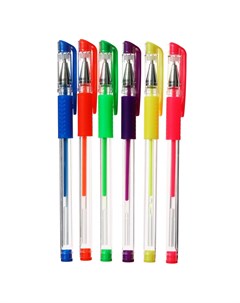 Набор гелевых ручек 6 цветов флуоресцентные с резиновыми держателями Calligrata