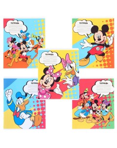 Комплект тетрадей 24 листа 5 видов микс клетка мелованная бумага минни маус Disney