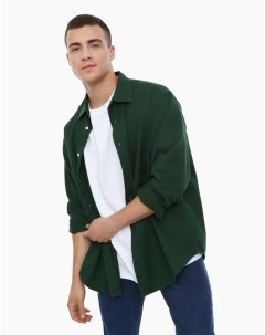 Тёмно зелёная рубашка oversize с карманом Gloria jeans