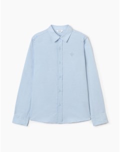 Голубая рубашка Regular с длинным рукавом и вышивкой для мальчика Gloria jeans