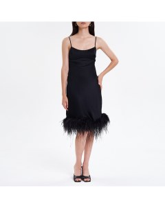 Чёрное платье комбинация с перьями Fashion rebels