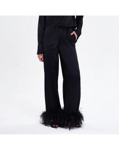 Чёрные атласные брюки с перьями Fashion rebels