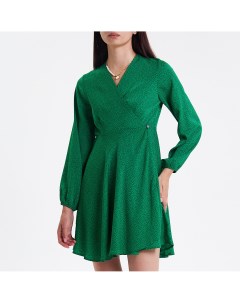 Зелёное платье в горох с запахом One week