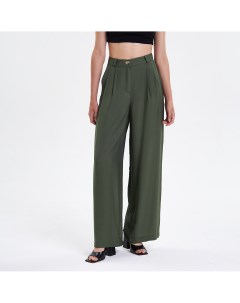 Зелёные объёмные брюки из льна Inache