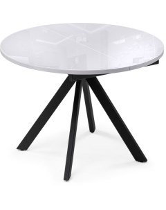 Стеклянный стол Ален 100 140 х100х75 ультра белое стекло черный 516558 Woodville
